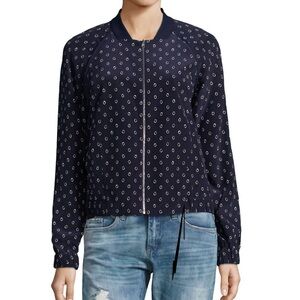 Lafayette 148 New York Women's Silk Reversible Navy Bomber Jacket & Top SET XL